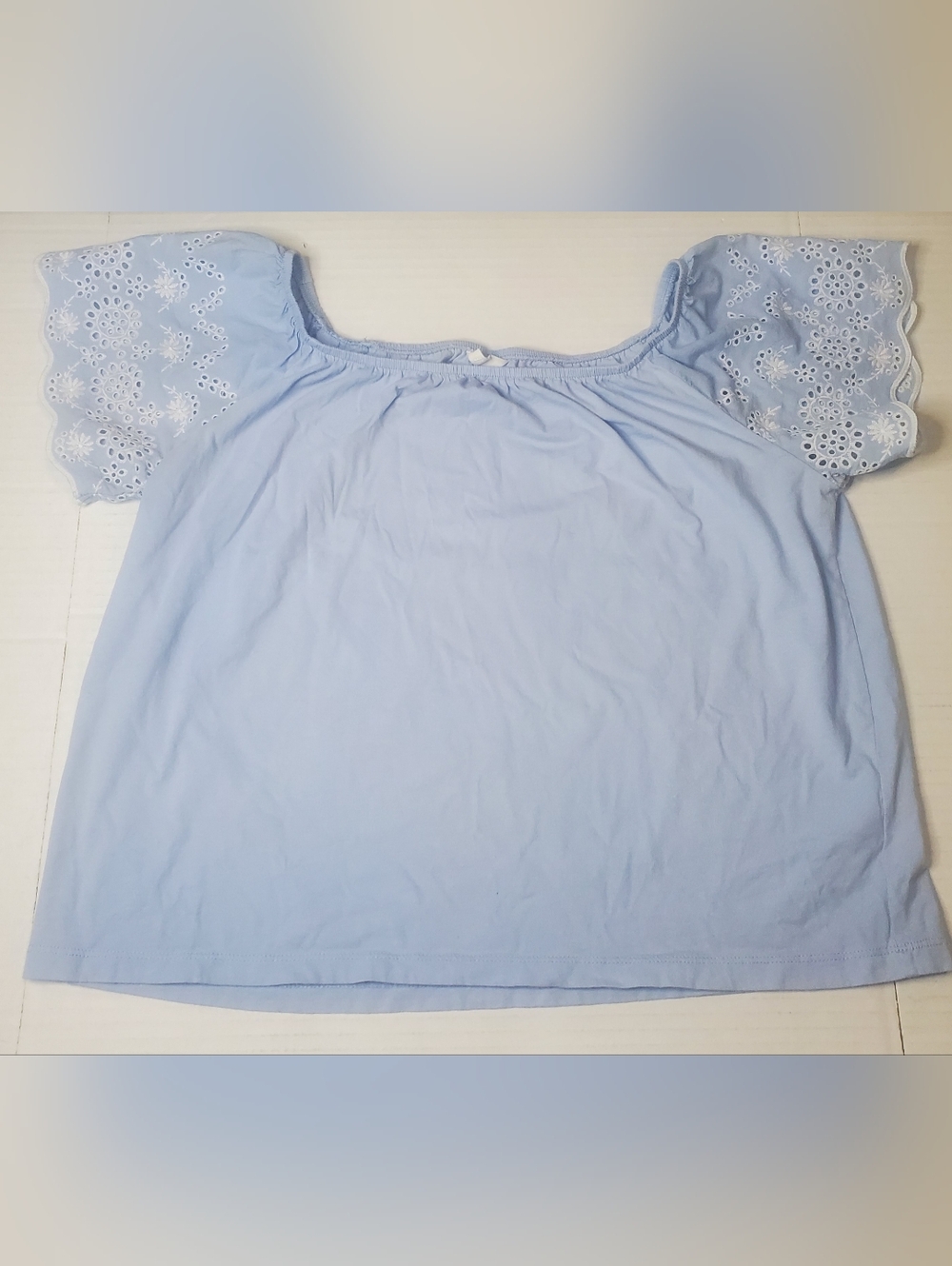 H&M Pale Blue Off‑Shoulder Eyelet Blouse S
